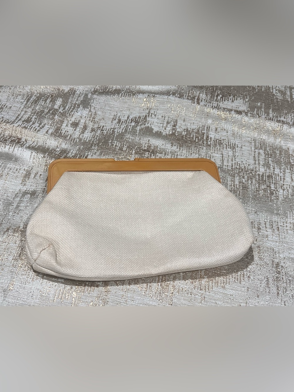 Canvas Clutch Bag with Tan Frame - Unbranded